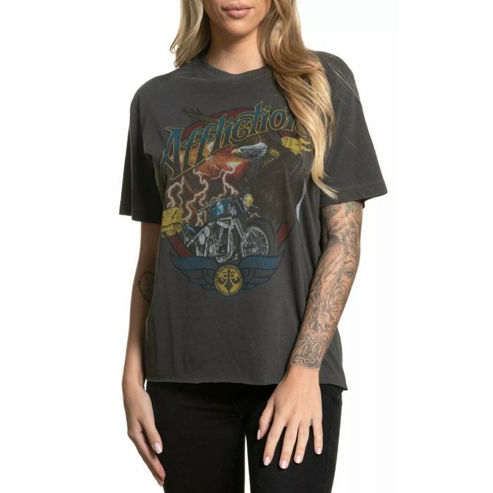 AFFLICTION Women's T-Shirt S/S BLACK HILLS Tee - Picture 1 of 11